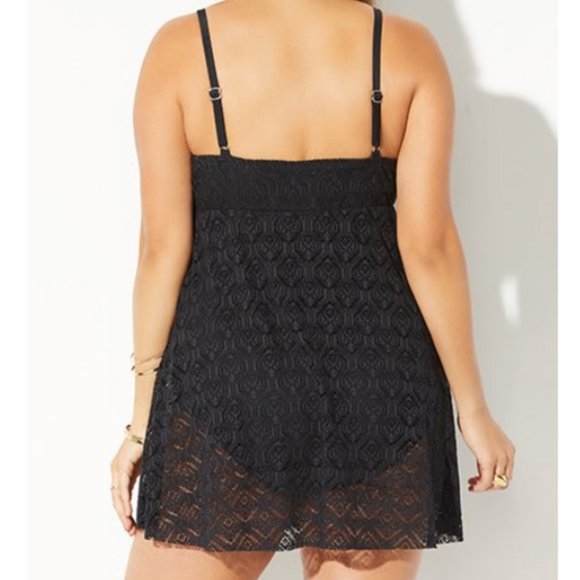 New Crochet Lace Swimdress Swimsuits For All one piece size 12 black boho - Picture 2 of 4
